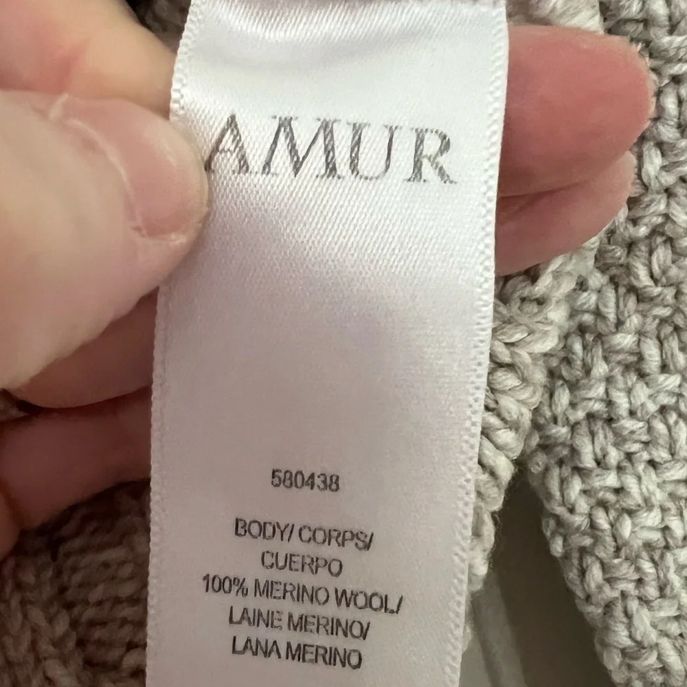 AMUR Ulla Fringe Cable Knit Sweater